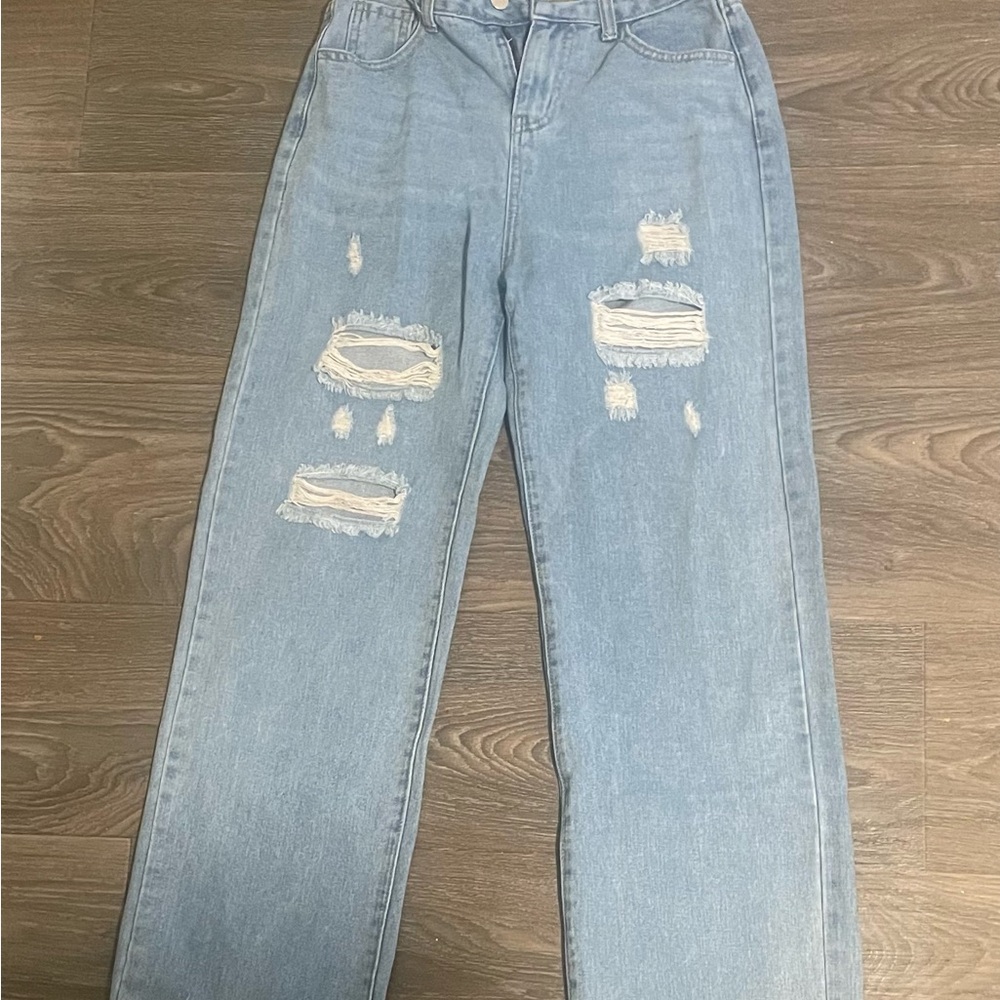 Light Blue Distressed Women Jeans
